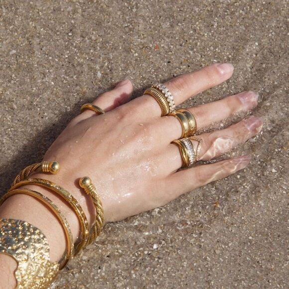 Gold Twisted Mesh Cuff Bangle Bracelet Stainless Steel Braided Retro Style - Picture 8 of 8